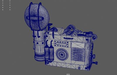 蒸汽朋克复古照相机,老式摄像机3dmaya模型