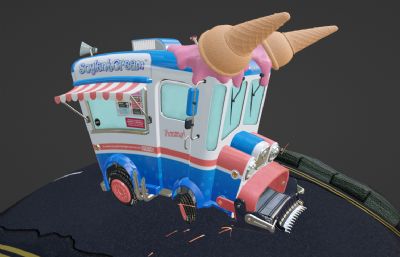 Q版冰淇淋车blender模型