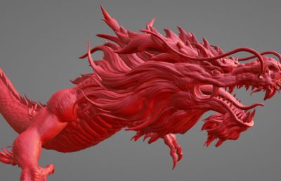 精细中国龙,红龙blender模型