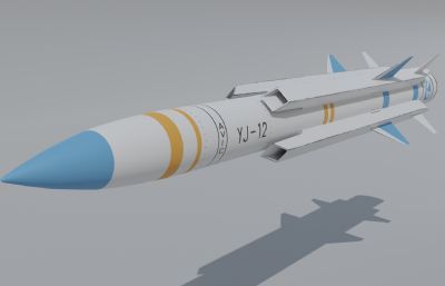 PBR鹰击YJ-12反舰导弹,超音速导弹blender模型
