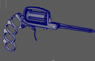 手枪刺刀,朋克风格折叠左轮手枪3dmaya模型