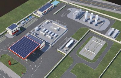 LNG天然气管道调峰站,中石油加气站3dmax模型