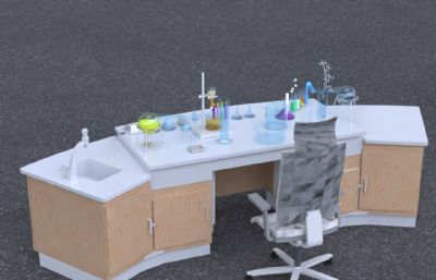 化学实验室桌,空风柜,手套隔离器等实验仪器设备3dmax模型