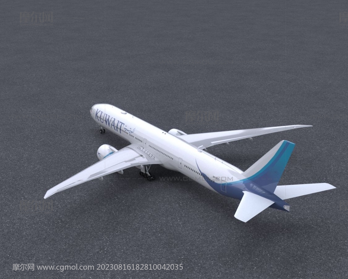 科威特航空公司波音777飞机模型-客机/民用飞机模型库-3ds Max(.max)模型下载-cg模型网