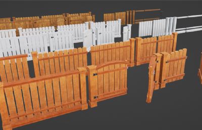 木栅栏,木围栏,牲畜养殖护栏blender模型