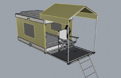车顶房子,可装配房车房屋rhino模型