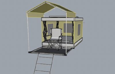 车顶房子,可装配房车房屋rhino模型