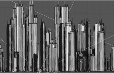 3D立体城市C4D模型,OC渲染