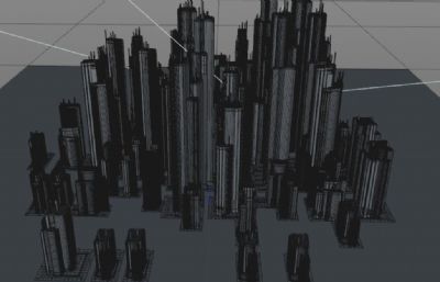 3D立体城市C4D模型,OC渲染