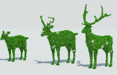 草雕鹿,花草鹿3dmax模型