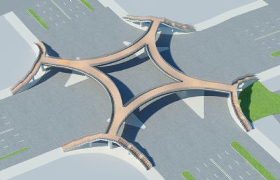 现代四方天桥,人行天桥3dmax模型