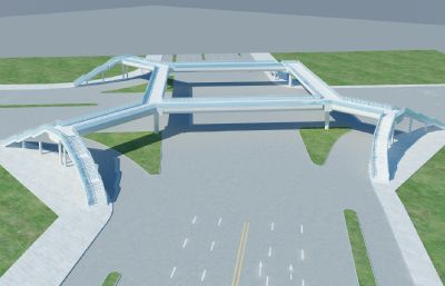 现代简洁方形天桥3dmax模型
