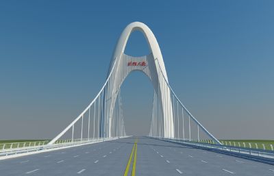 过江单塔斜拉索大桥,跨江大桥3dmax模型
