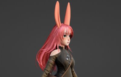 可爱兔女郎背包女孩blender模型
