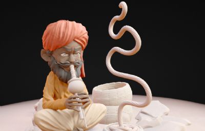 印度神技表演者,吹笛人,印度通天绳blender模型