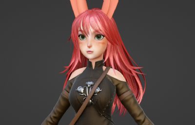 可爱兔女郎背包女孩blender模型