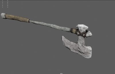 短斧,石斧头原始武器低模