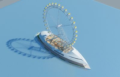 水上摩天轮,海上游乐场3dmax模型