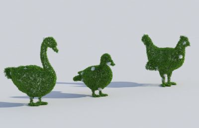 鸡鸭鹅家禽绿植草雕3dmax模型