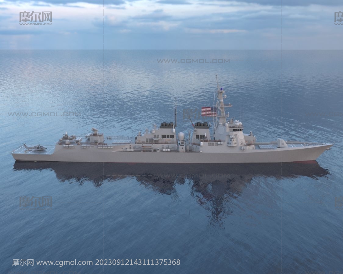 美国海军阿利·伯克级驱逐舰3dmax模型