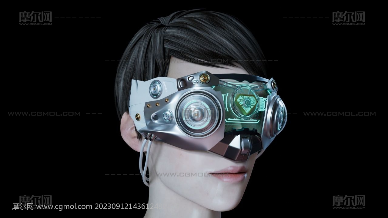 赛博朋克科幻眼罩,元宇宙未来科技C4D建模