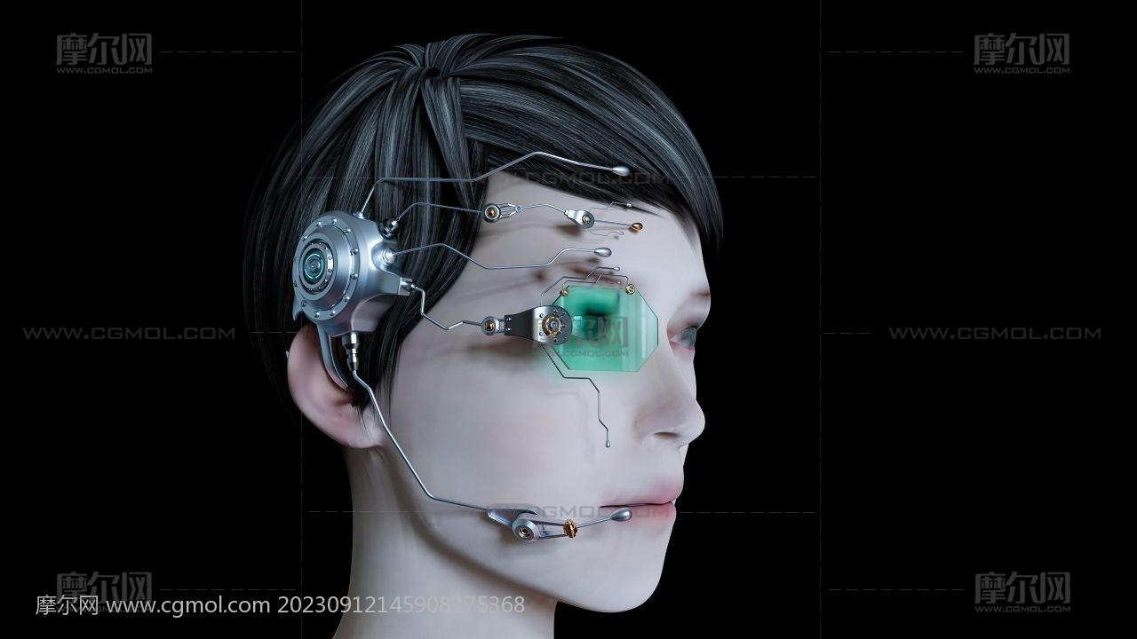 赛博朋克未来科幻眼镜C4D模型