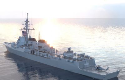 美国海军阿利·伯克级驱逐舰3dmax模型