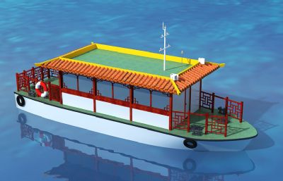 13米中式游船3dmax模型