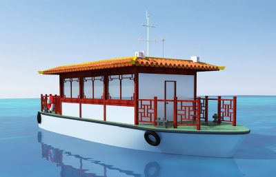 13米中式游船3dmax模型
