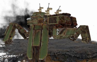 战场上的四足战争机器人,狼蛛装甲blender模型