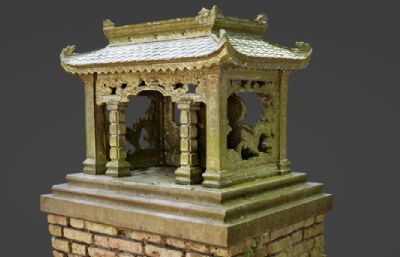古代中式石雕香炉blender模型
