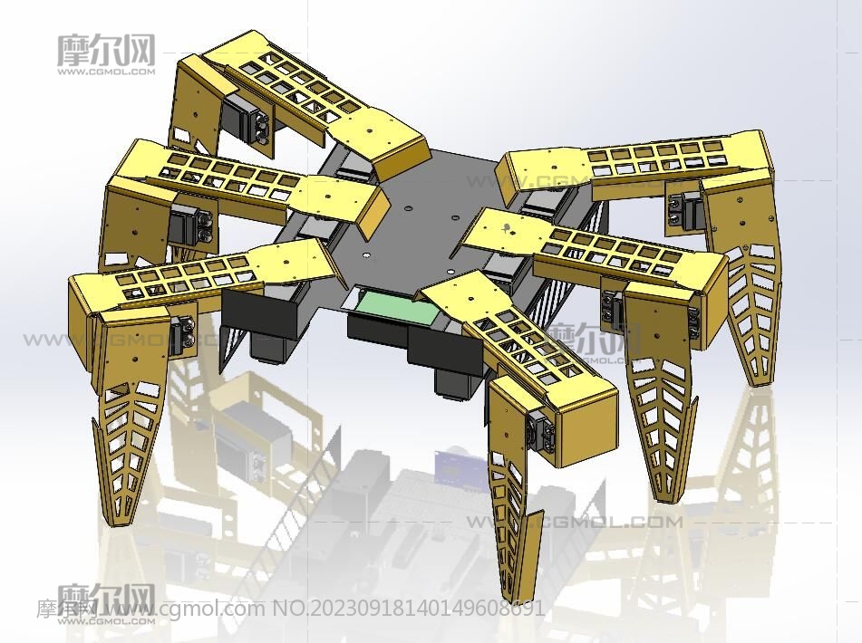 仿生蜘蛛六足机器人solidworks模型