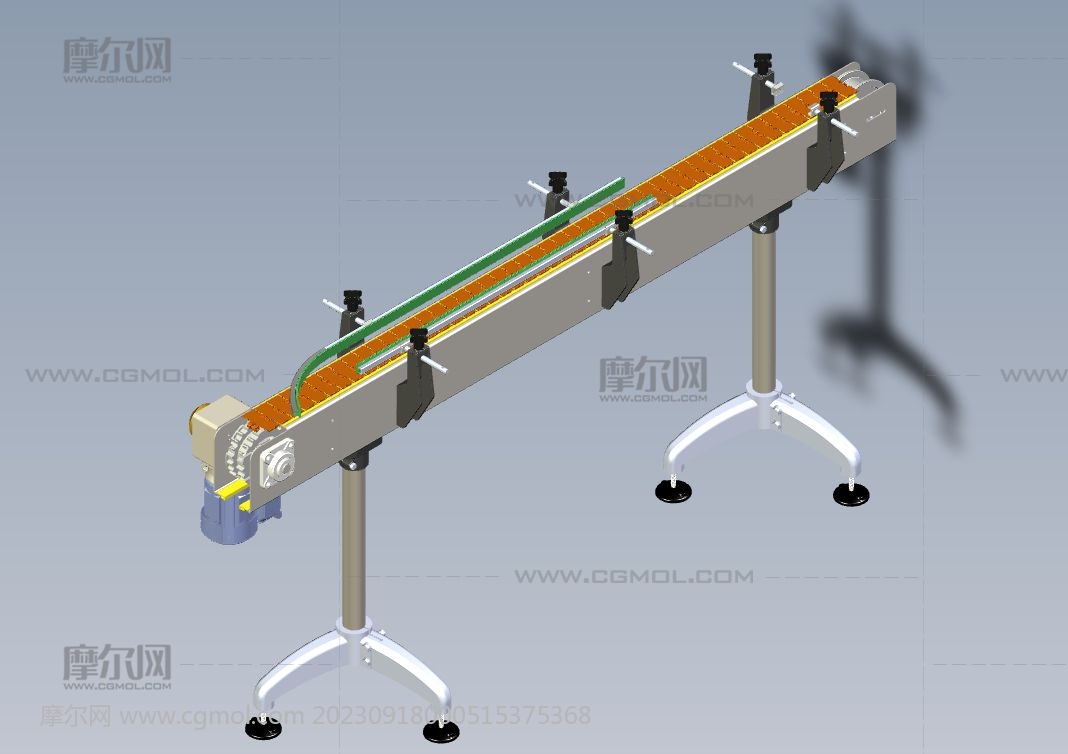 2000mm长直板输送机step模型