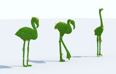 火烈鸟草雕,园林绿化3dmax模型