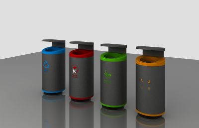 金属垃圾分类桶设计3D模型