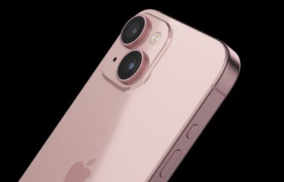 苹果iPhone 15粉色旗舰机C4D模型