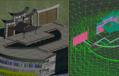 云南腾冲民族戏台,绮罗阁戏场3dmax模型