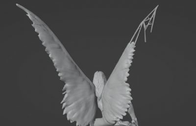 天使恶魔女怪雕塑blender模型