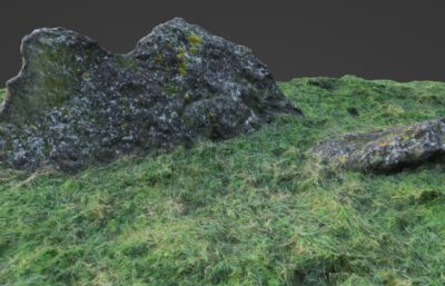 自然岩石草地场景blender模型