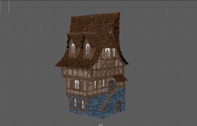 中世纪房子,木屋,木板楼房
