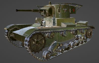 苏联T26坦克写实blender模型