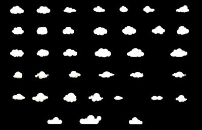 几十个卡通云朵组合max,fbx,obj模型