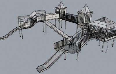 幼儿园滑滑梯,儿童游乐设施rhino模型
