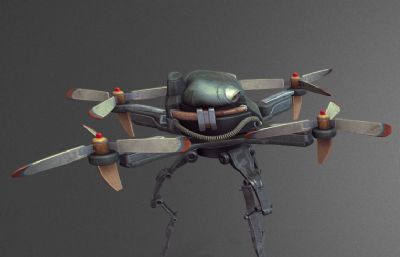 四翼章鱼爪无人机,科幻飞行器