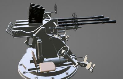 老式防空高射炮blender模型