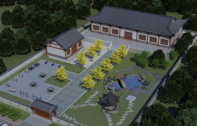 中式古建休闲活动养老院3dmax模型