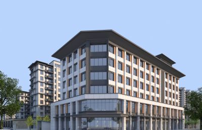 新中式商业酒店及周边配套住宅小区3dmax模型