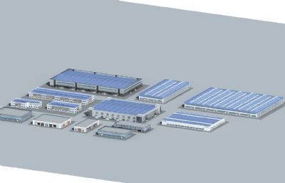 多种风格工业厂房仓库集合3dmax模型