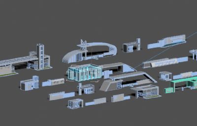现代工业厂区大门集合3dmax模型