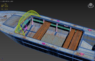 生锈的旧船,渔船3dmax模型